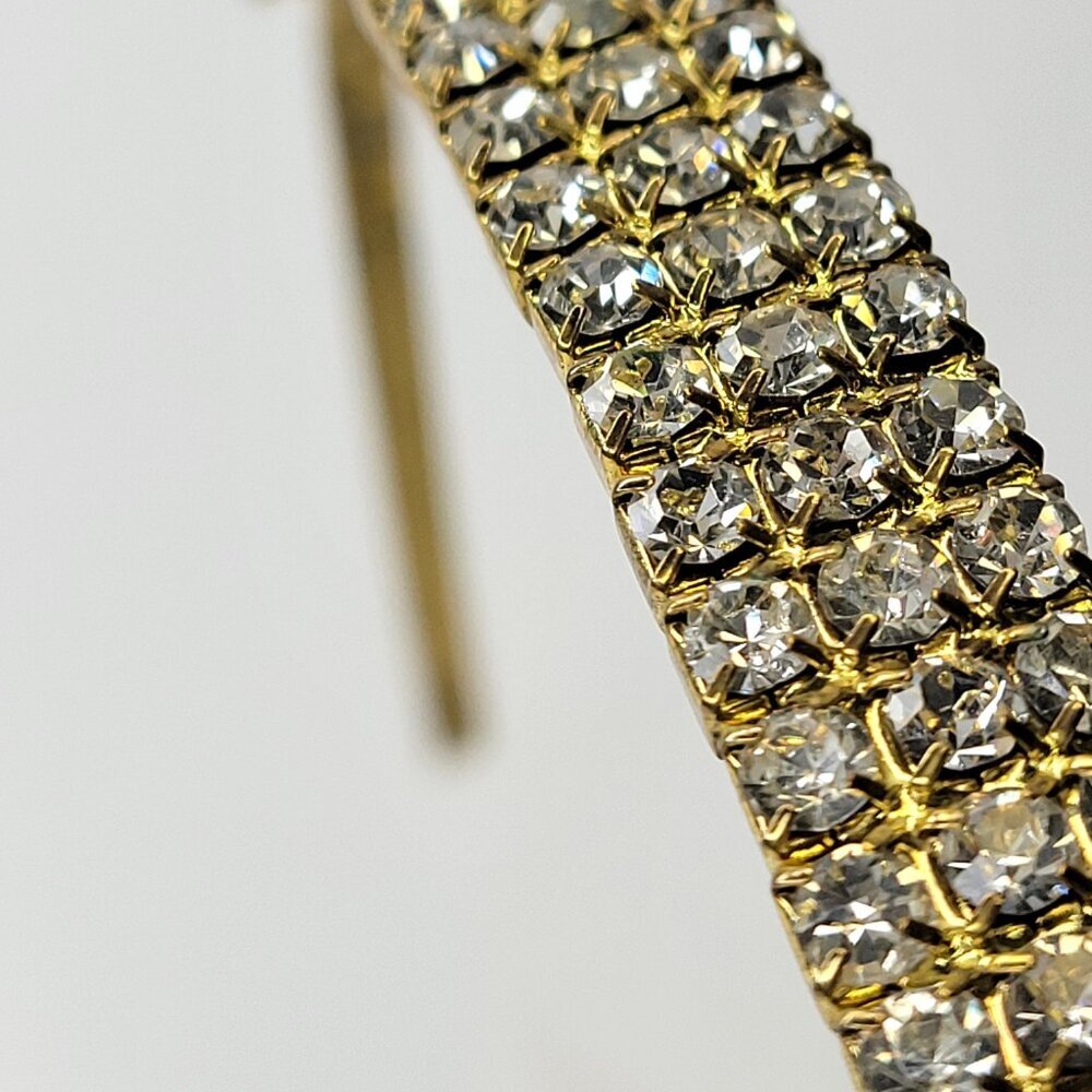 Gold Metal Simple Rhinestone Head Band - Picture 4 of 10